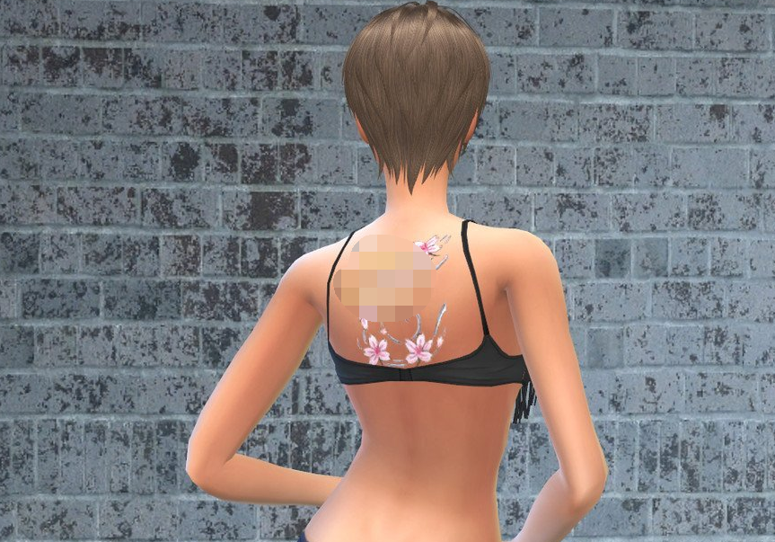 模拟人生4美丽樱花背部纹身MOD