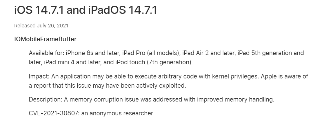ios14.7.1更新了什么-修复了什么bug