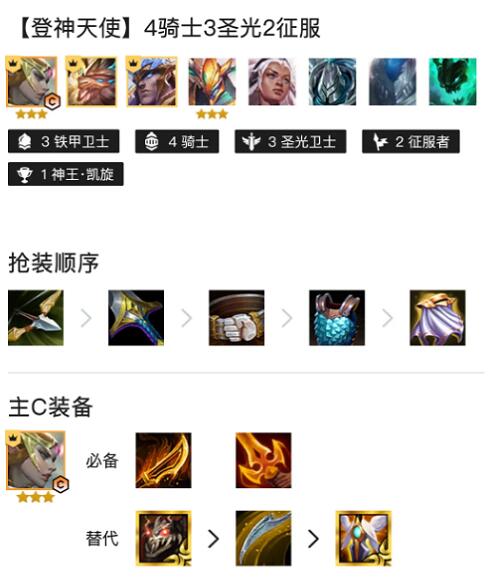金铲铲之战英雄之黎明登神天使阵容装备搭配