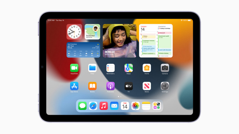 iPad mini 上全新的主屏幕小组件。