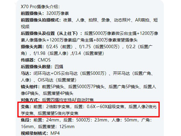 vivoX70Pro支持多少倍变焦-支持光学变焦吗