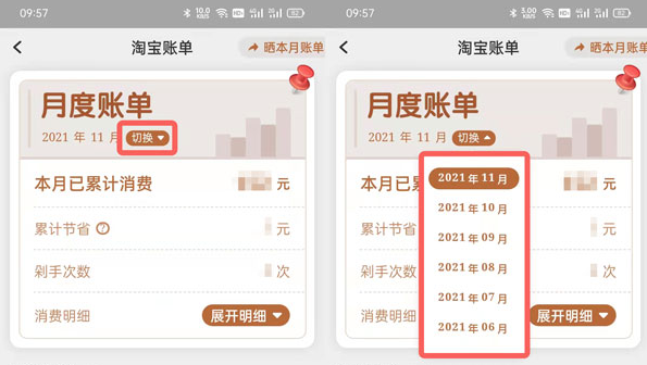 淘宝怎么看每月账单